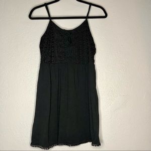 Topshop Black Lace Front Spaghetti Strap Dress
